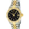 Image 2 : Rolex Ladies 2T Yellow Gold & Stainless Steel Black Index & Pyramid Diamond Wris