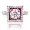 Image 1 : 1.69 ctw SI3 CLARITY CENTER Diamond and 0.68 ctw Ruby Platinum Ring (2.11 ctw Di