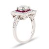 Image 2 : 1.69 ctw SI3 CLARITY CENTER Diamond and 0.68 ctw Ruby Platinum Ring (2.11 ctw Di