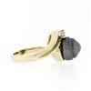 Image 5 : Vintage 14K Yellow Gold Round Diamond Dark Gray Pearl Solitaire Swirl Band Ring
