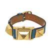 Image 1 : Hermes Blue gold-Plated and Leather Medor Quartz 20mm Watch