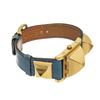 Image 2 : Hermes Blue gold-Plated and Leather Medor Quartz 20mm Watch