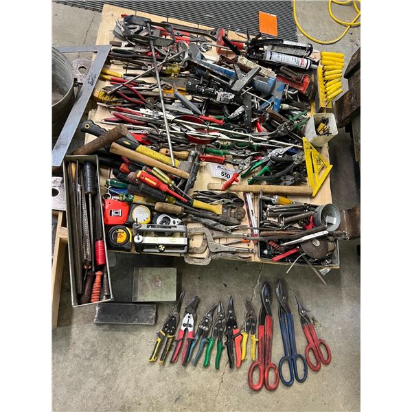 VERY LARGE GROUP OF ASST TOOLS. SEVERAL HIGH QUALITY COMMERCIAL SHEARS, HAMMERS,