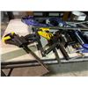 Image 2 : GROUP LOT OF MISC TOOLS - HACK SAWS, CLAMPS, ANGLES, SQUARE SET, PLANER & STAPLERS -