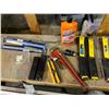 Image 8 : GROUP LOT OF MISC TOOLS - HACK SAWS, CLAMPS, ANGLES, SQUARE SET, PLANER & STAPLERS -