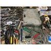 Image 3 : CONTENTS OF TOP OF WORK TABLE - WRENCHES, CROW-BARS, METAL SNIPS, WIRE CUTTERS, SOCKETS,