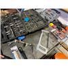 Image 5 : CONTENTS OF TOP OF WORK TABLE - WRENCHES, CROW-BARS, METAL SNIPS, WIRE CUTTERS, SOCKETS,