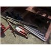 Image 1 : GROUP LOT - HYDRAULIC CAR JACK (MISSING JACK HANDLE), 3 X JACK STANDS, 2 TRIPODS AND EXTENSION POLES