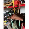 Image 1 : 34" X 34" HEAVY DUTY WELDING TABLE. 3/4" THICK WITH 6" WHEELS. HAS OVERHEAD POLE TYPE LIFTING SYSTEM