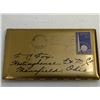 Image 7 : VINTAGE BRASS CIGARETTE CASE MADE LIKE AN LETTER ENVELOPE 1939 DATE ON THE STAMP