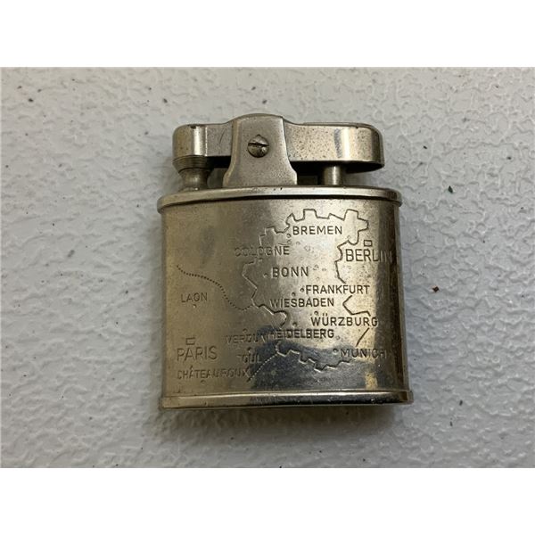 VINTAGE AUSTRIAN LIGHTER WITH GERMANY / FRANCE MAP ENGRAVED