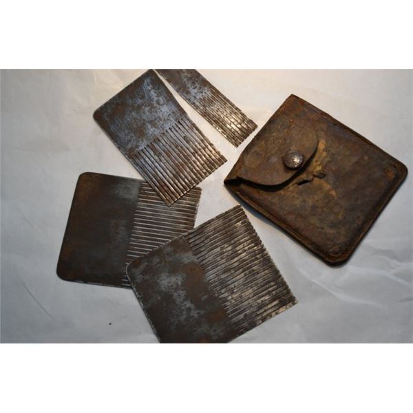 ANTIQUE US 19th CENTURY LEATHER TOBACCO POUCH CLIMAX PLUG "The Grand Old Chew"