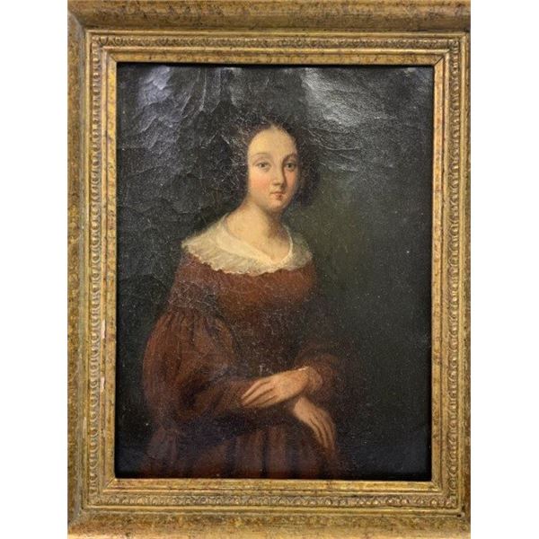 RUSSIA 19th CENTURY ANTIQUE OIL ON CANVAS PAINTING OF A NOBLE WOMAN