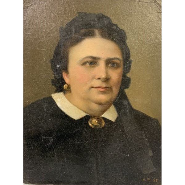 RUSSIA 19th CENTURY ANTIQUE OIL ON BOARD PAINTING OF A WOMAN