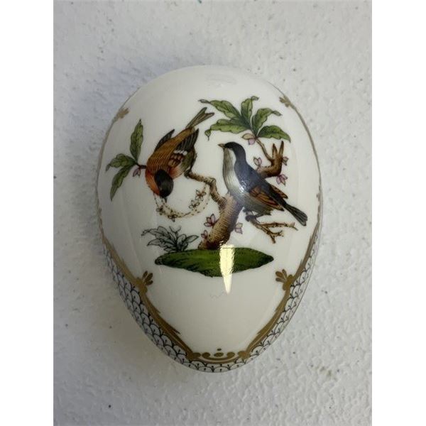 VINTAGE HUNGARIAN HEREND PORCELAIN "ROTHSCHILD BIRD" 3" EGG BOX