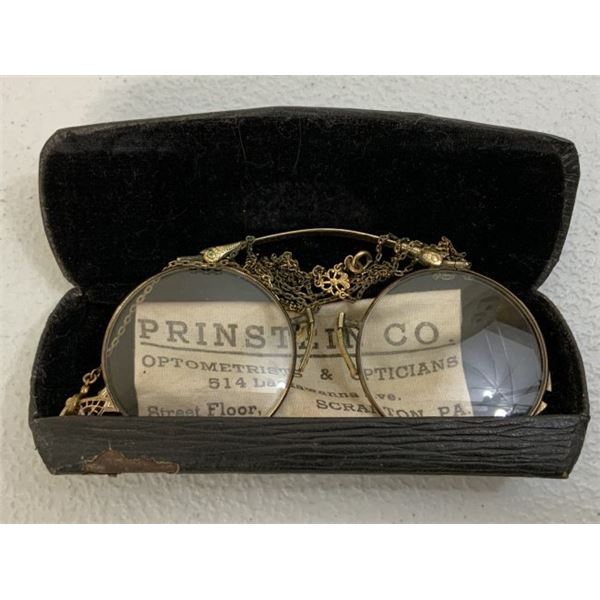 ANTIQUE GOLD FILLED GLASSES WITH NICK CHAIN