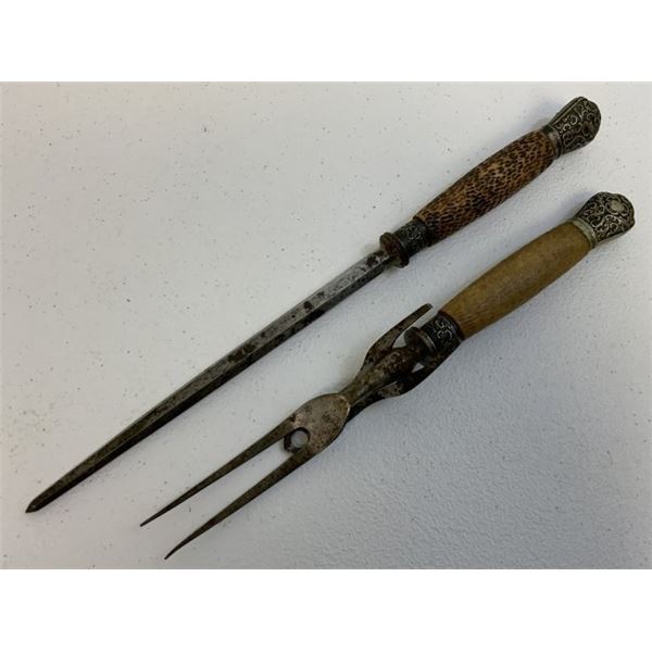 ANTIQUE BRITISH VICTORIAN ICE PICK AND FORK SET