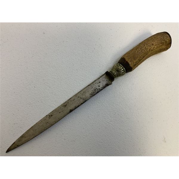 ANTIQUE BRITISH VICTORIAN HUNTING KNIFE WITH STAG GRIP
