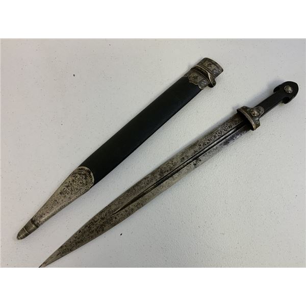 ANTIQUE RUSSIAN COSSACK CAUCASIAN KINJAL DAGGER SILVER DECORATED SIGNED