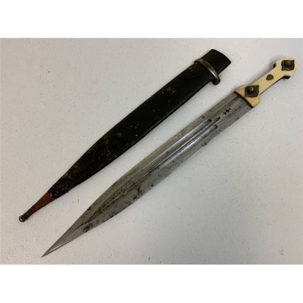 ANTIQUE RUSSIAN COSSACK CAUCASIAN KINJAL DAGGER SILVER DECORATED