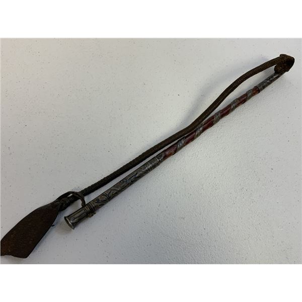 ANTIQUE RUSSIAN CAUCASIAN CIRCASSIAN SILVER AND NIELLO HORSE WHIP NAGAIKA