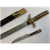 Image 2 : ANTIQUE GERMAN LARGE HUNTING DAGGER SHORT SWORD HIRSCHFANGER WITH ETCHED BLADE