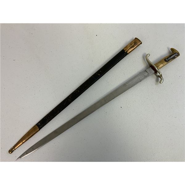 ANTIQUE GERMAN M1871 BAYONET WITH ETCHED BLADE AND SCABBARD