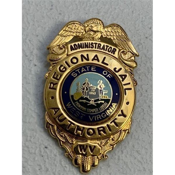 VINTAGE OBSOLETE REGIONAL JAIL AUTHORITY ADMINISTRATOR BADGE
