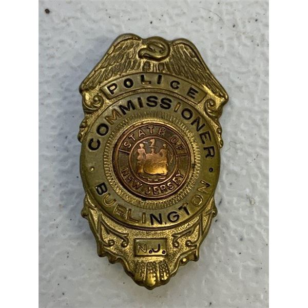 VINTAGE OBSOLETE STATE OF NEW JERSEY POLICE COMMISSIONER BADGE