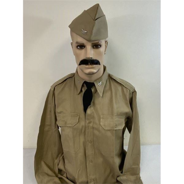 WWII US NAVY SENIOR OFFICER UNIFORM SHIRT AND CAP