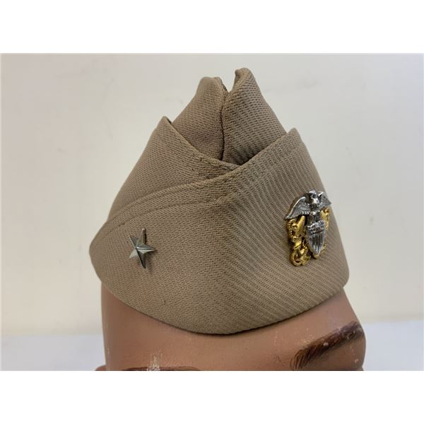 WWII US NAVY ADMIRAL TAN GARRISON CAP