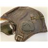 Image 8 : WWII US AIR FORCE PILOT BROWN LEATHER FLIGHT HELMET WITH GOGGLES