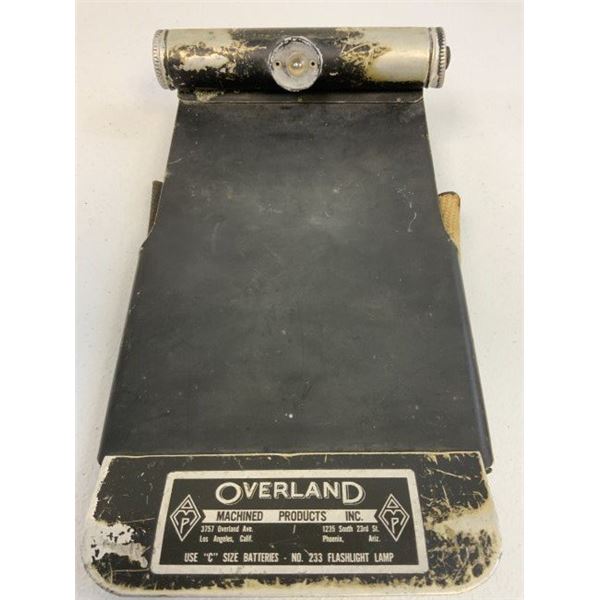 OVERLAND US PILOT IDENTIFICATION STRAP ON CLIPBOARD WITH FLASHLIGHT