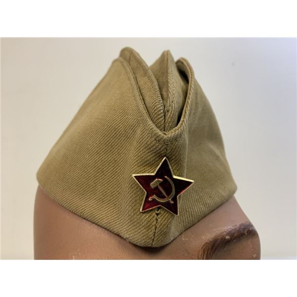 WWII STYLE SOVIET RUSSIAN PILOTKA HAT CAP WITH RED STAR