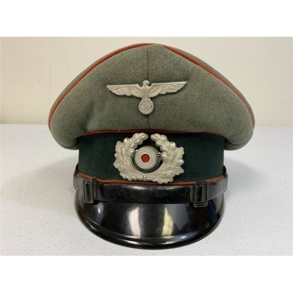 WWII GERMAN ARMY ARTILLERY NCO OFFICER VISOR HAT CAP