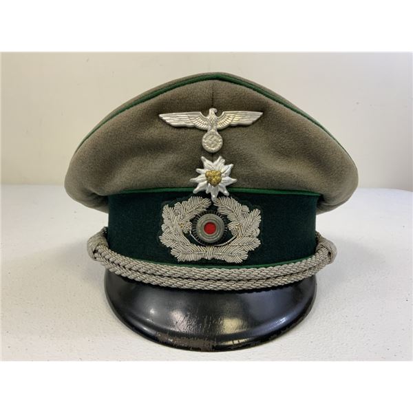 WWII GERMAN ARMY JAGER OFFICERS VISOR HAT CAP