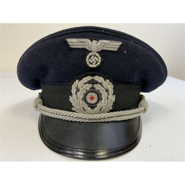 WWII GERMAN NAVY KRIEGSMARINE BLUE TOP ADMINISTRATIVE OFFICER VISOR HAT