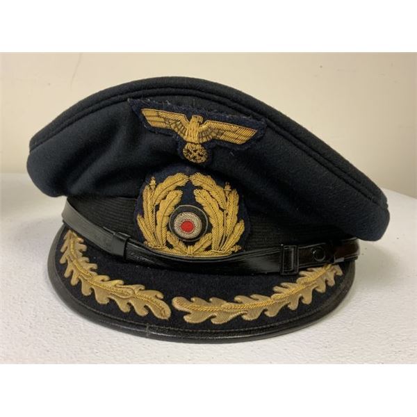 WWII GERMAN NAVY KRIEGSMARINE NAMED HIGH RANKING OFFICER BLUE VISOR CAP