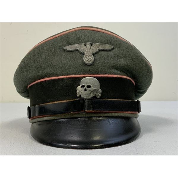 WWII GERMAN WAFFEN SS PANZER NCO OFFICER'S VISOR HAT