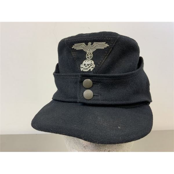 WWII GERMAN M43 BLACK PANZER LATE WAR SS FIELD CAP HAT