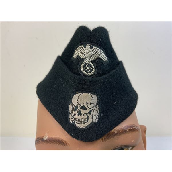 WWII GERMAN WAFFEN SS BLACK PANZER OVERSEAS CAP