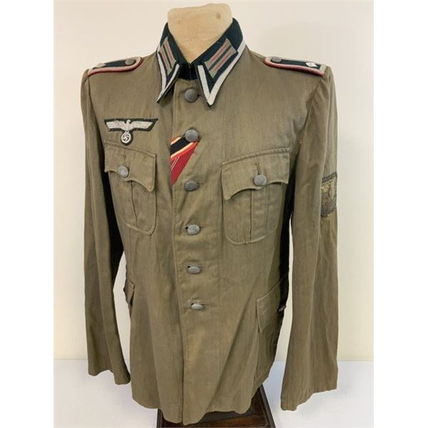 WWII GERMAN ARMY ARTILLERY NCO SUMMER LIGHT WEIGHT UNIFORM TUNIC SUD FRONT