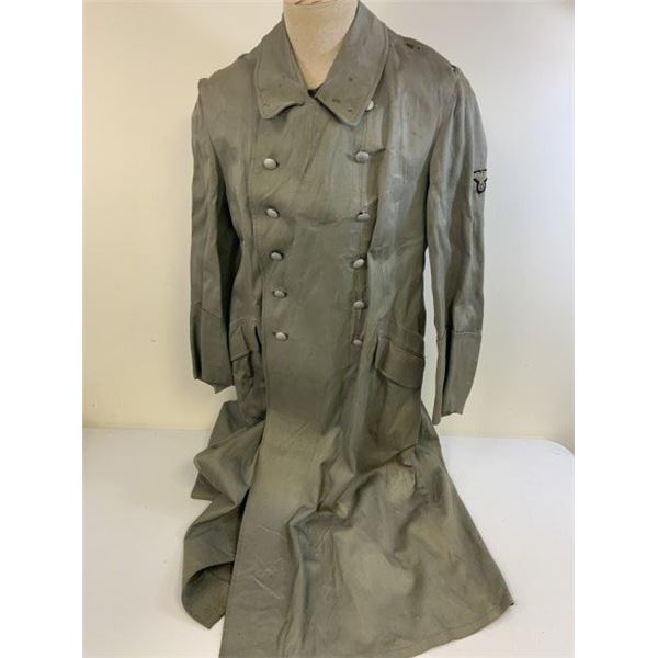 WWII GERMAN SS OFFICER GRAY CANVAS RAIN COAT