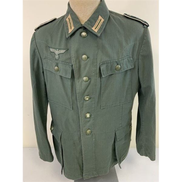 WWII GERMAN GD REED GREEN HBT LIGHT WEIGHT REENACTMENT UNIFORM TUNIC