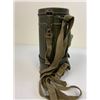 Image 2 : WWII GERMAN GAS MASK AND FILTER WITH CANISTER AND GAS CAPE BAG STRAPPED