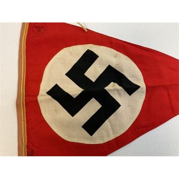 WWII GERMANY THIRD REICH TRIANGULAR PENNANT WITH INK STAMP