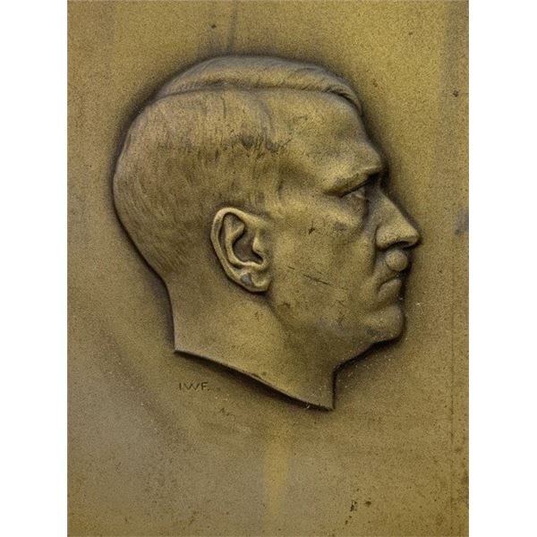 GERMANY THIRD REICH ADOLF HITLER DESK PLAQUE STAND IWF. SIGNED