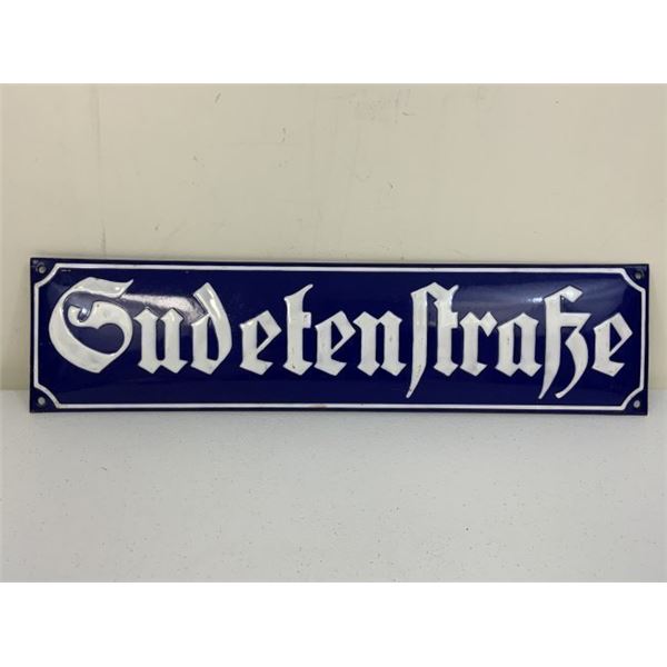 WWII GERMAN CITY BLUE PORCELAIN STREET SIGN