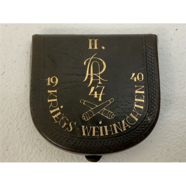 WWII GERMAN SOLDIER ARTILLERY REGIMENT LEATHER COIN PURSE 1940 DATED
