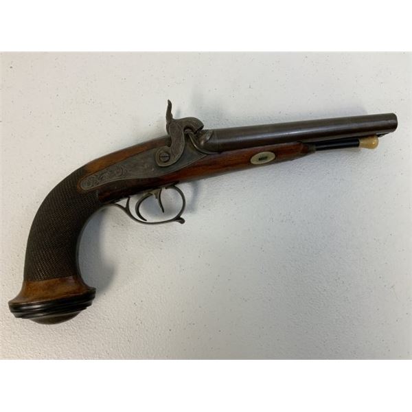 ANTIQUE FRENCH .62 CAL. D'ACIER DOUBLE BARREL PISTOL